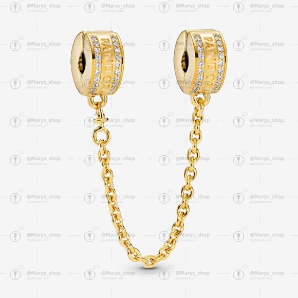 Pandora Pandora Logo Safety Chain Clip Charm - Picture 1 of 3